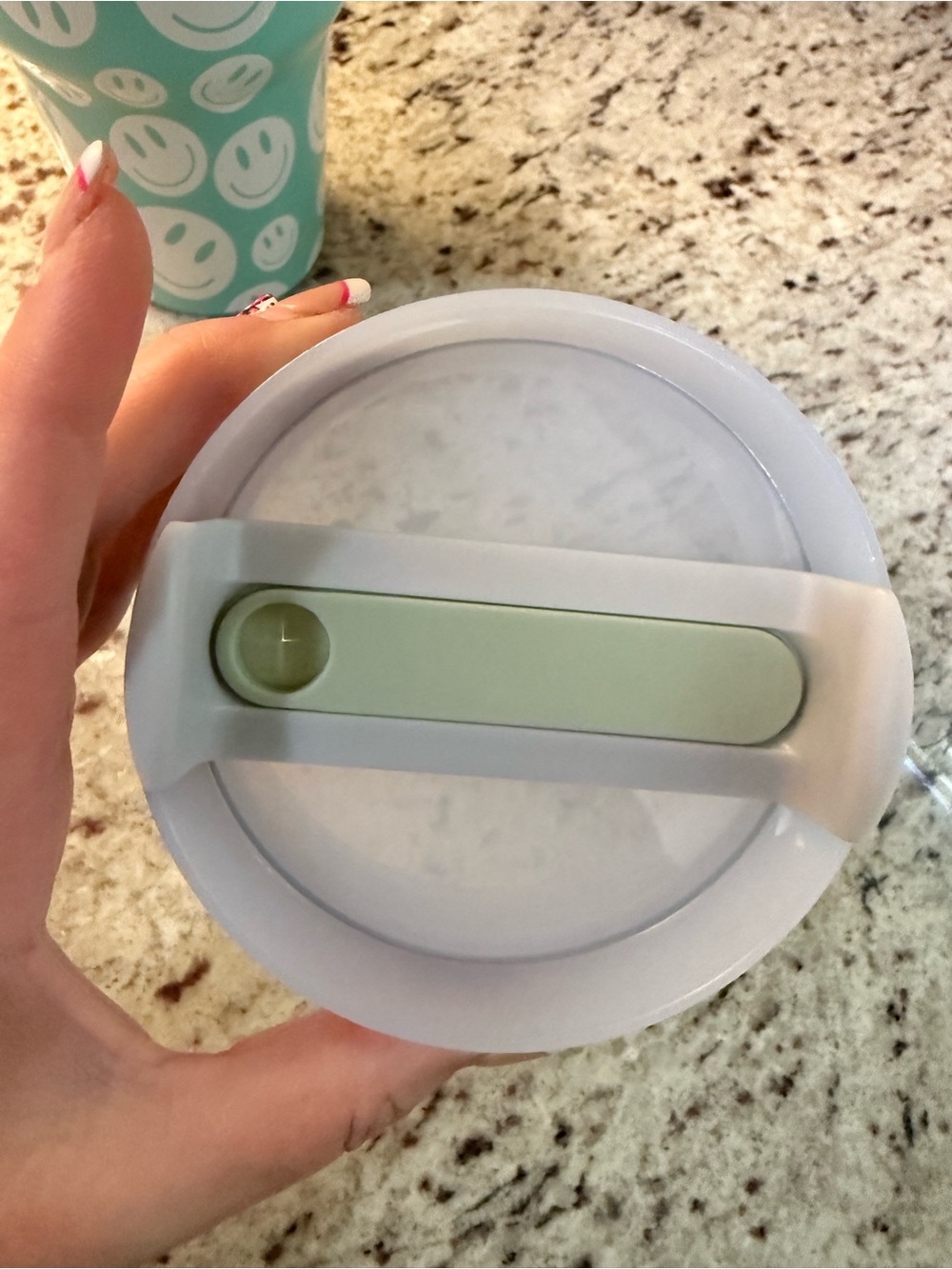 Retro 40 OZ Aqua / Mint Smiley Face Tumbler with Handle - Picture 4 of 4